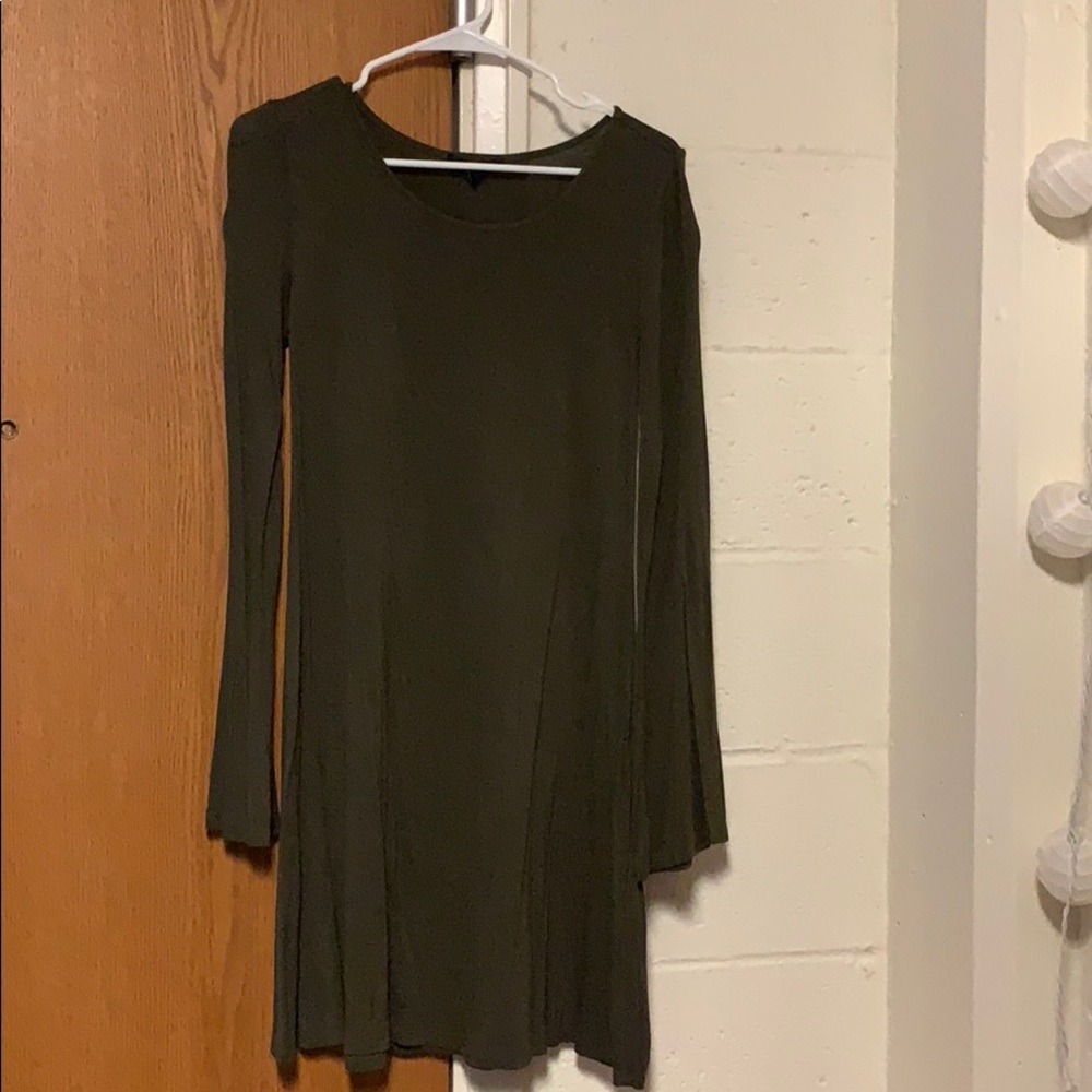 Olive flared sleeve dress